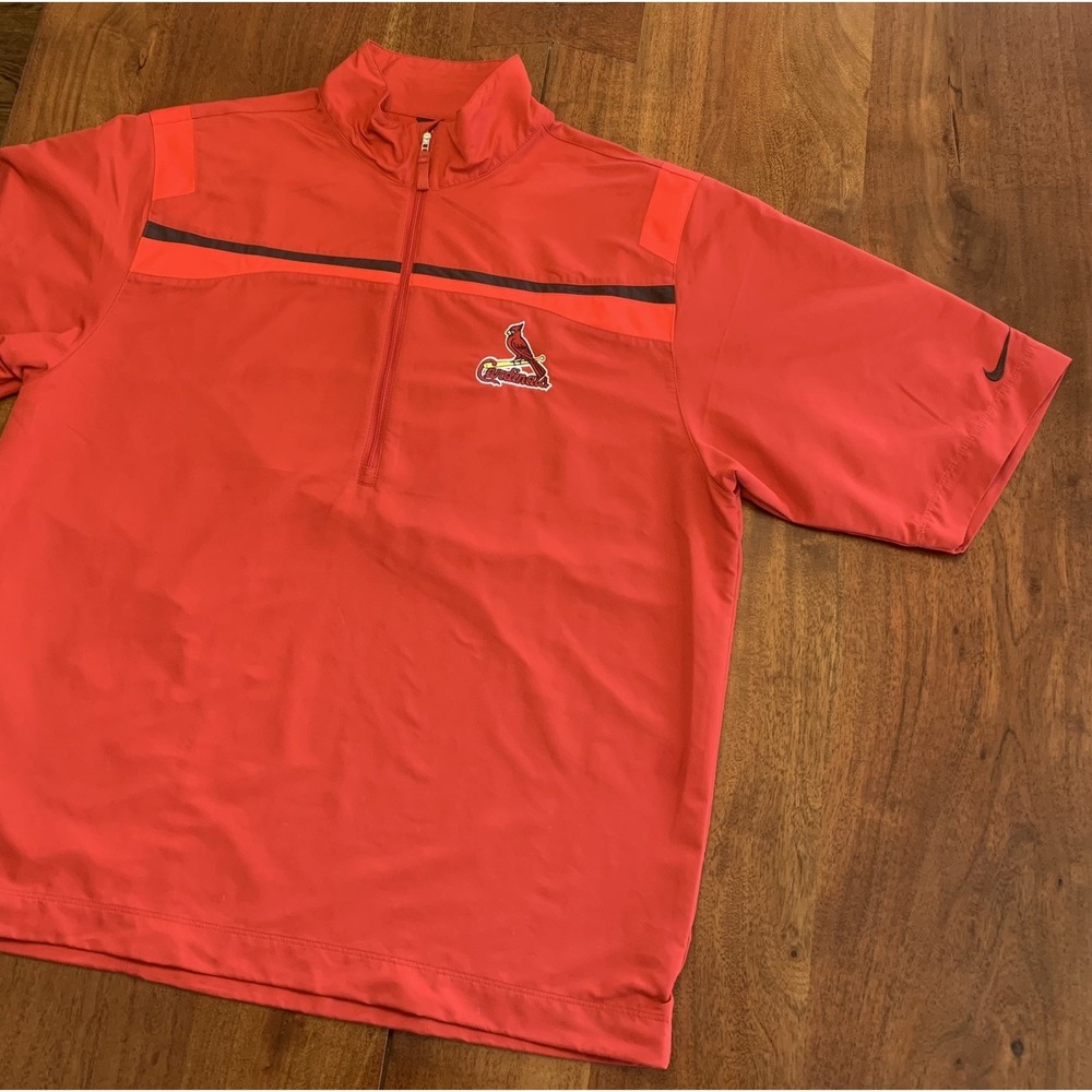 St. Louis Cardinals Nike Golf 1/4 Zip Pullover Mens L Short Sleeve Red Windbreak